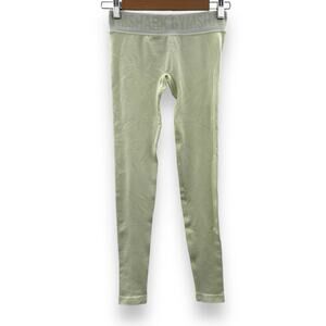 Gymshark Neon Yellow‎ Green Seamless Mid Rise Cropped Leggings Sz S